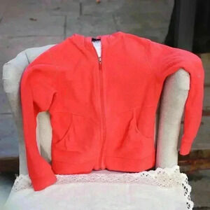 Girls Patagonia Size M Pink lightweight fleece hooded jacket with pockets